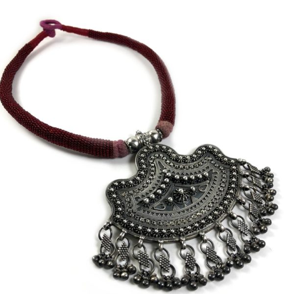 Large Rava Work Silver Pendant Necklace Buy Online