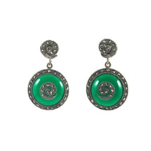 mercasite green onyx sterling silver earrings