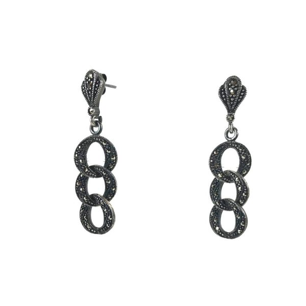 mercasite loops silver earrings