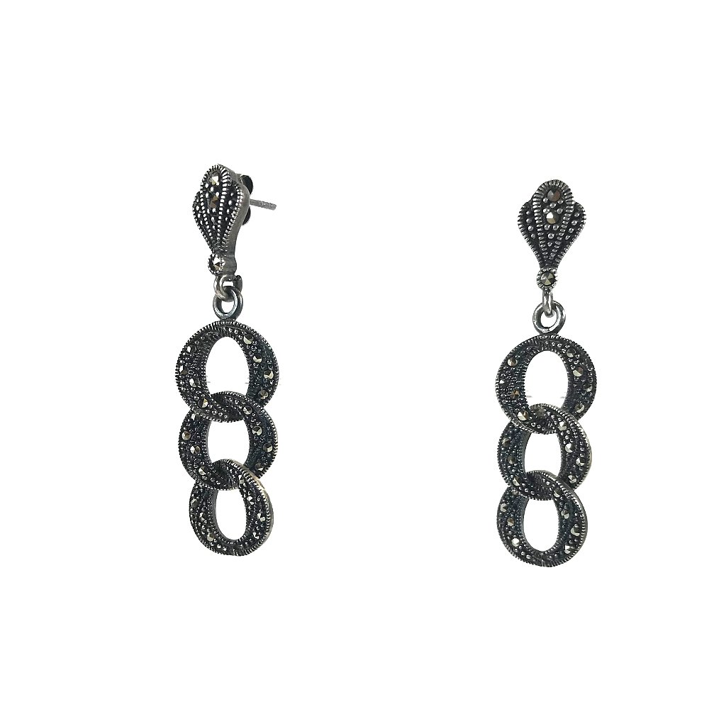 Mercasite Loops Sterling Silver Earrings | Buy Online