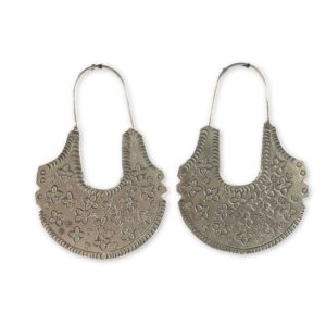 silver tribal motif earrings