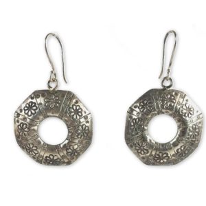 tribal motif sterling silver earrings