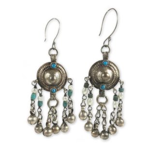 tribal turquoise pearls earrings