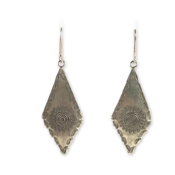 tribal motif sterling silver earrings