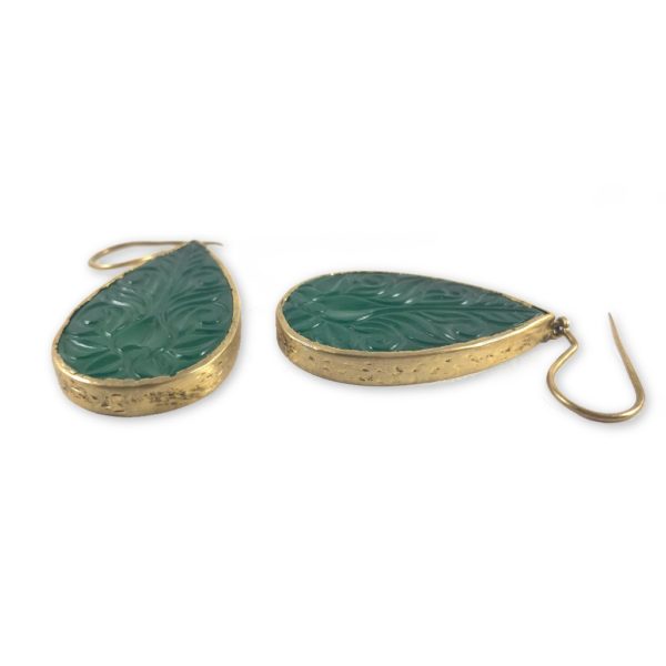 Carved Green Onyx Earrings - Image 2
