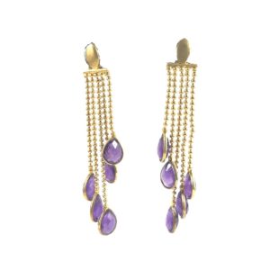 chain & amethyst gemstone set sterling silver earrings from gold plated silver jewellery