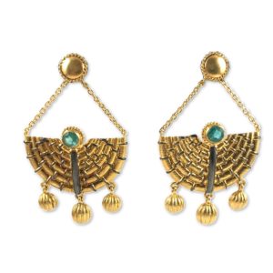 gold plated emerald roman earrings