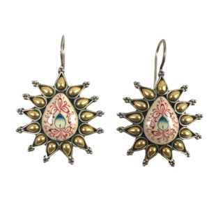 enameled & gold plated earrings in pure 925 sterling silver from gold plated designer silver jewellery collection