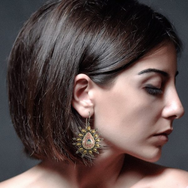 Enamel & Gold plated earrings - Image 2