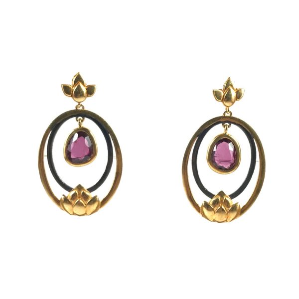lotus amethyst sterling silver designer earrings