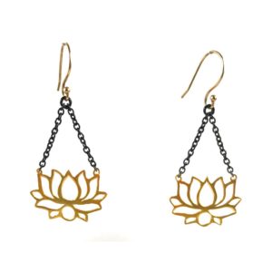 blooming lotus sterling silver earrings from gold plated designer silver jewellery collection