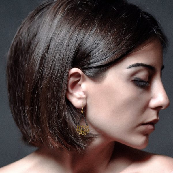 Two Tone Lotus Earrings - Image 2