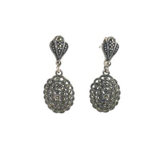mercasite oval sterling silver earrings