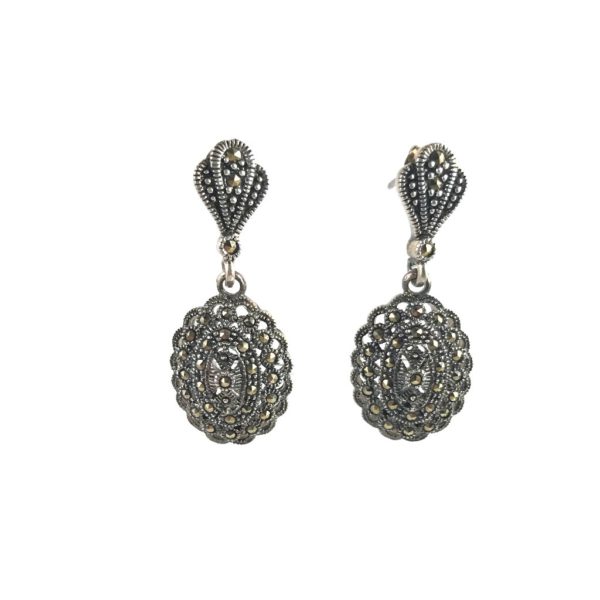 mercasite oval sterling silver earrings