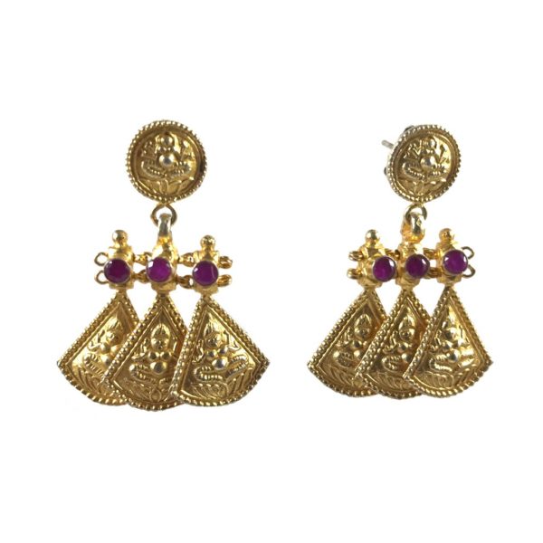 ganesh-lakshmi south-indian silver earrings from religious gold plated silver jewellery