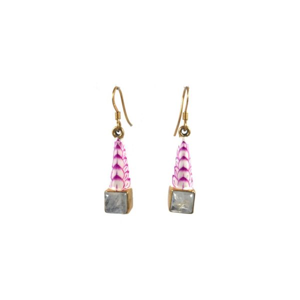 benaras enamel rainbow pink sterling silver earrings from gold plated designer silver jewellery