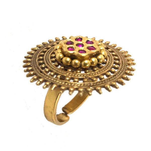Jadau Style Gold Plated Ring - Image 1
