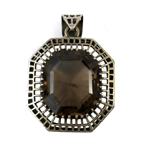 smokey topaz sterling silver pendant for men & women