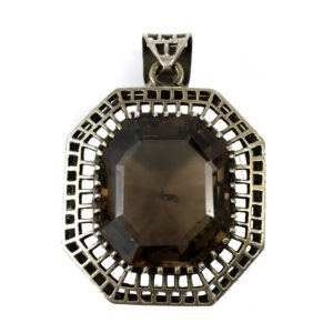 smokey topaz sterling silver pendant for men & women