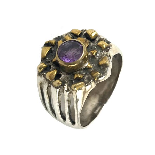 abstract amethyst gemstone sterling silver ring from silver jewellery for men & women