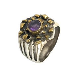 abstract amethyst gemstone sterling silver ring from silver jewellery for men & women