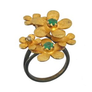 gold plated silver & diamond ring