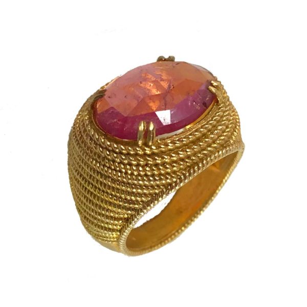 pink tourmaline sterling silver ring