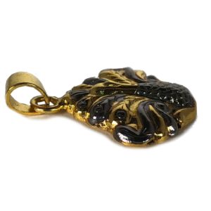 gold plated sterling silver peacock pendant side view