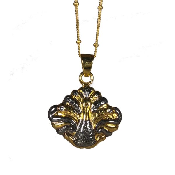 gold plated sterling silver dancing peacock pendant in chain