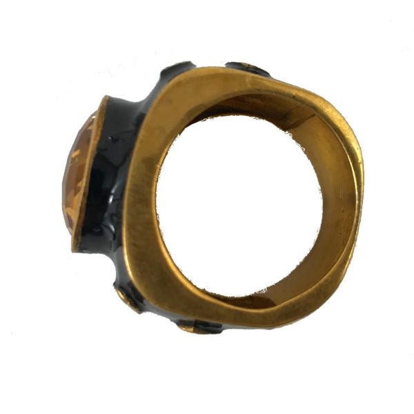 Black Enamel Golden Topaz Ring - Image 3