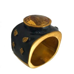 citrine black enamel sterling silver ring from gold plated designer silver jewellery jewelry for men & women