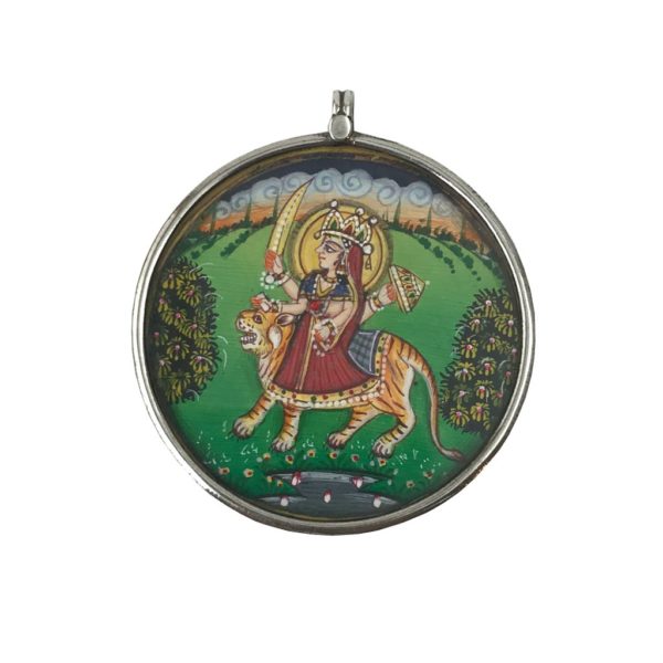 durga painted painting sterling silver pendant from religious silver jewellery jewelry