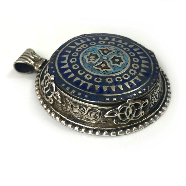Central-Asian Vintage Silver Enamel pendant - Image 2