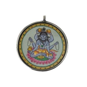 shiva painting painted sterling silver pendant for men & women