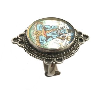 sterling silver ring with shiva painting