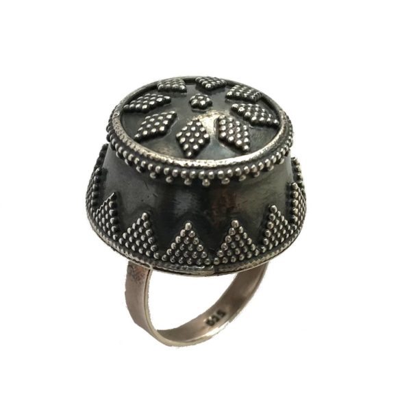 rava work tribal indian sterling silver ring