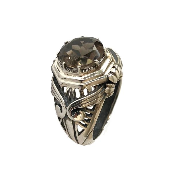 smokey topaz sterling silver ring for men & women