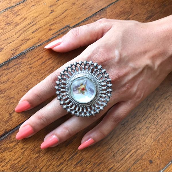 Vintage Tribal "aarcee" Style Ring - Glass Set - Image 2