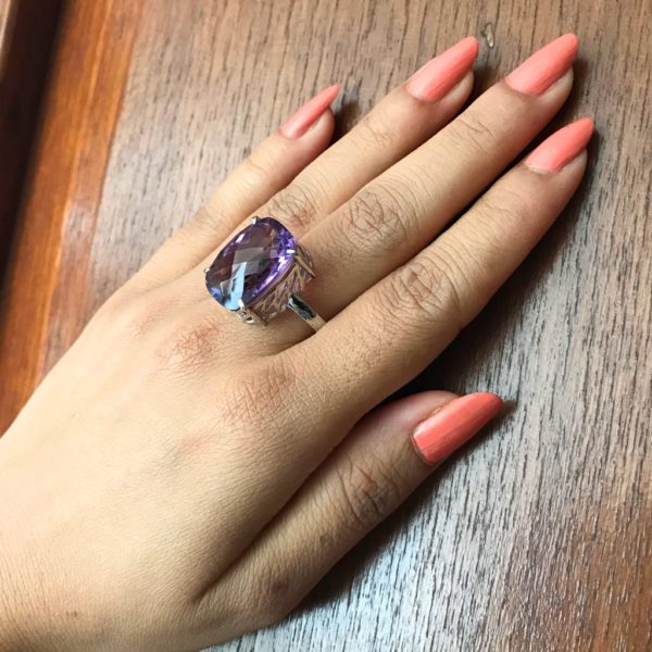 Amethyst Jaali Cut Ring - Image 3