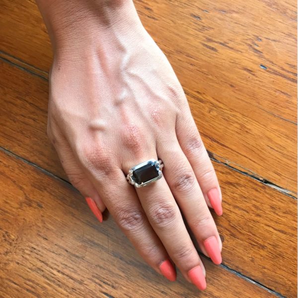 Rectangular Smokey Topaz Simply Elegant Ring - Image 2