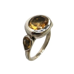 citrine gemstone set sterling silver ring for men & women