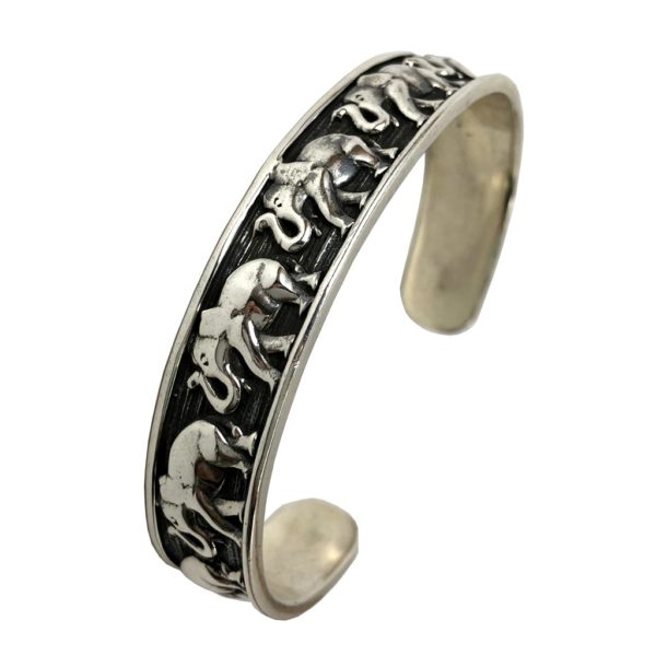 sterling silver bracelet or cuff with elephants