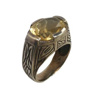 citrine gemstone set sterling silver ring