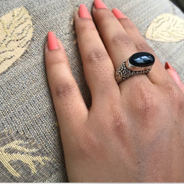 Foliate Lattice Black Onyx Ring - Image 2
