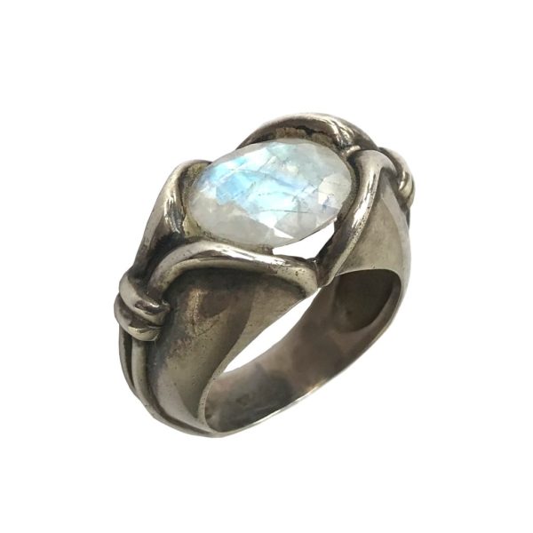 rainbow gemstone sterling silver ring