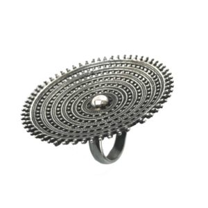 large round sterling silver ring