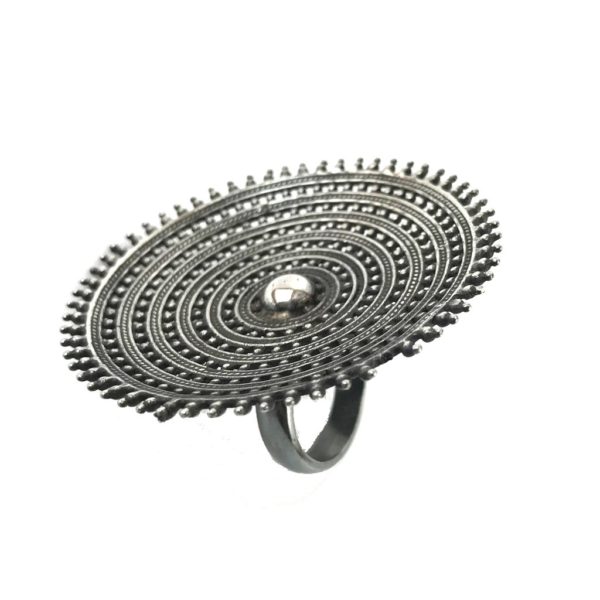 large round sterling silver ring