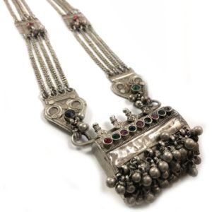 long central-asian tribal vintage silver necklace from vintage silver jewellery