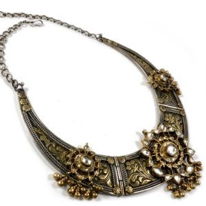 jadau gold plated silver necklace from designer gold plated silver jewellery