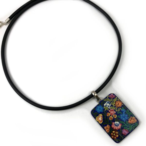 Rectangular Painted Silver Pendant - Image 2